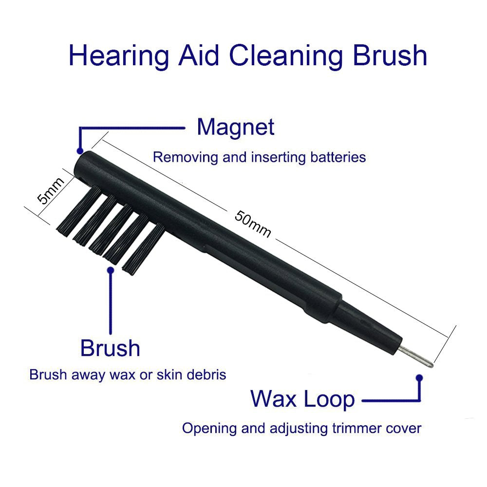 8-Pieces Hearing Aid Cleaning Kit Hearing Amplifier Cleaning Brush Tools Suitable for AirPods/Earbuds/Earphone/Headphone Cleaner with Wax Loop and Magnet in Zip-up Case Jungle Care